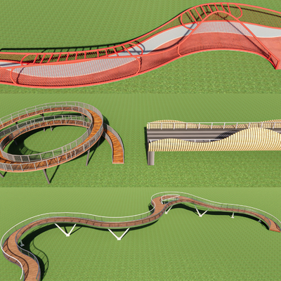 Modern special-shaped pedestrian overpass air plank road