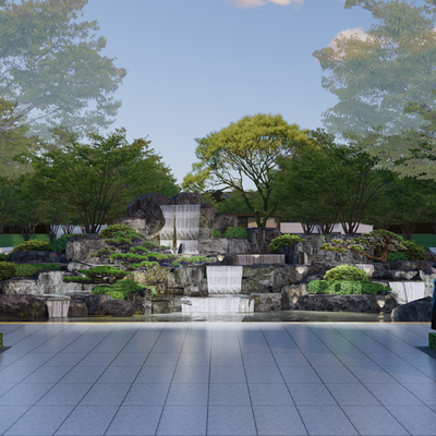 New Chinese-style rockery stacked water center courtyard