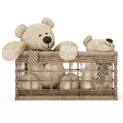 Modern stuffy bear doll dustpan basket