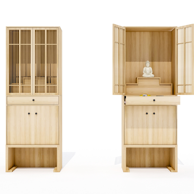 Modern Solid Wood Buddhist Cabinet