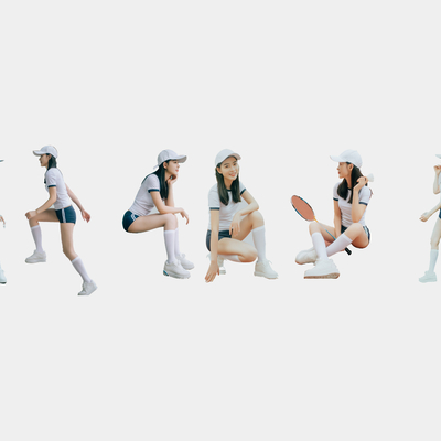 modern sports girl 2d figure component