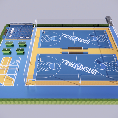 Modern outdoor standard basketball court