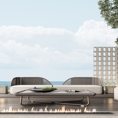 Minotti Miloti outdoor sofa woven sofa combination