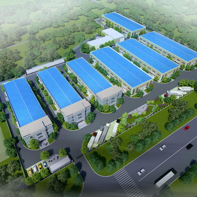 Bird's-eye view of modern industrial park planning