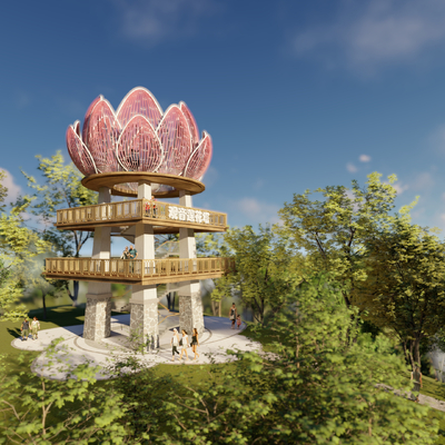 Natural Wind Guanyin Lotus Pagoda Landscape Model