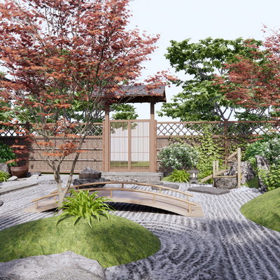 Japanese-style dry landscape Garden Landscape