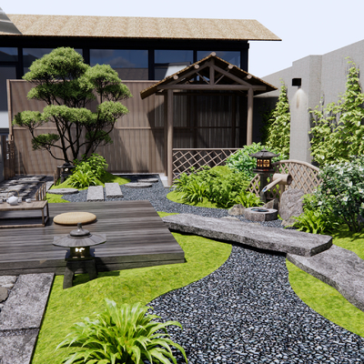 Japanese-style courtyard view