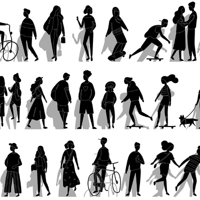 Modern Figure Black and White Silhouette 2d Component