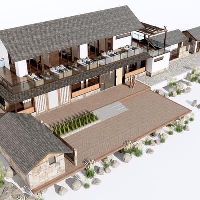 A bird's-eye view of the new Chinese-style homestay inn