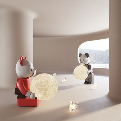 Modern violent bear Art Toy cartoon statue moon lamp