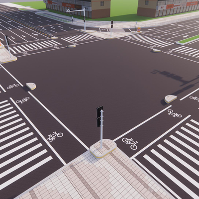 Road centerline intersection zebra crossing