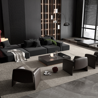 Poliform Dark Style Sofa Coffee Table Combination