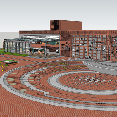 Modern Cultural and Educational Architecture Red Brick Building Industry Exhibition Hall