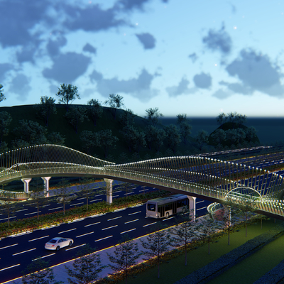 Road footbridge overpass