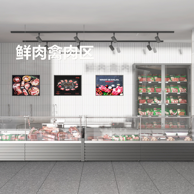 Modern supermarket fresh meat area