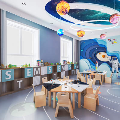 Modern kindergarten science and technology classroom