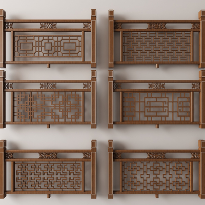 Neo-Chinese Style railing lattice carved wooden railing lattice carved wooden guardrail wooden fence