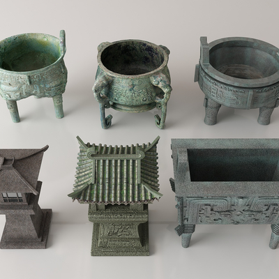 Chinese Bronze Cultural Relics Dwarf Stone Lamp