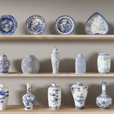 New Chinese-style Blue and White Porcelain Utensils Ornaments