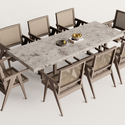 Cassina rattan dining table and chairs