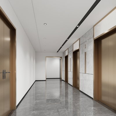 Modern elevator hall aisle