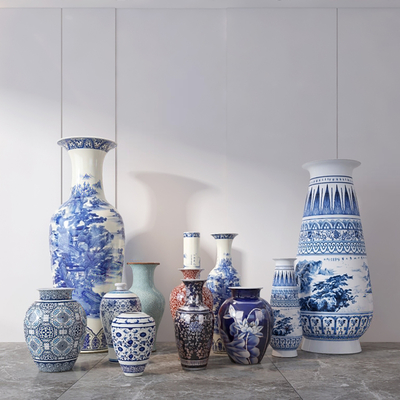 Chinese-style blue and white porcelain vase