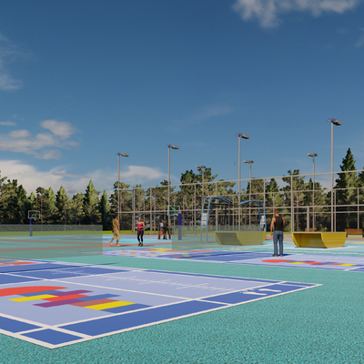 modern sports field basketball court