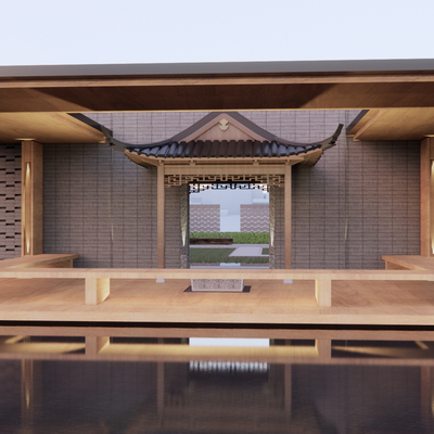 New Chinese-style courtyard pavilion waterscape