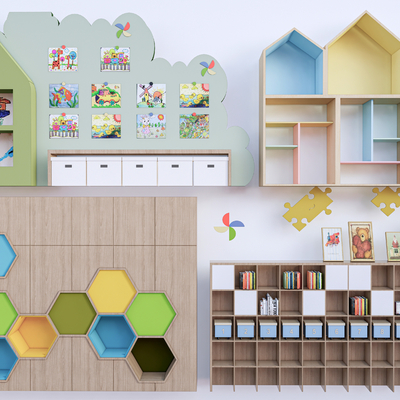 Modern children's bookcase decorative wall Wall