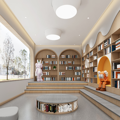 Modern Bookstore Reading Area