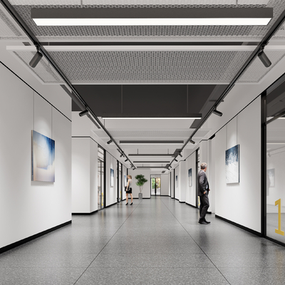 Modern school corridor art exhibition hall