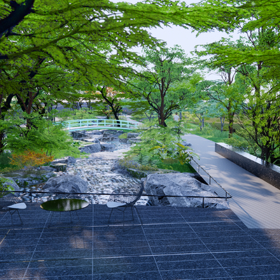 House Garden Bridge Landscape