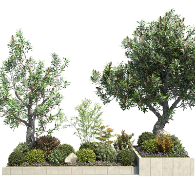 Modern landscape tree pool flower bed