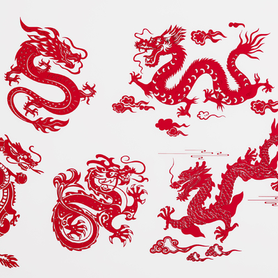 Chinese-style dragon paper-cut window grilles