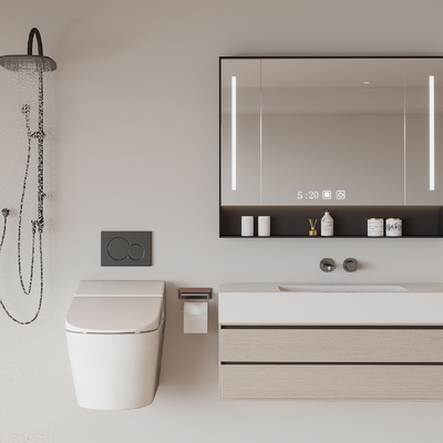 Modern washbasin toilet shower