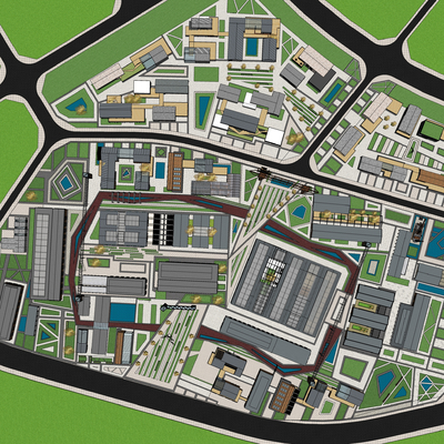 Bird's-eye view of modern industrial park