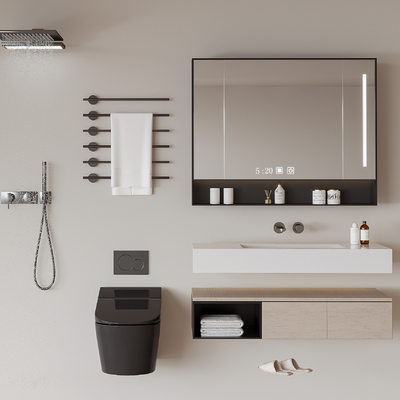 Modern washbasin toilet shower