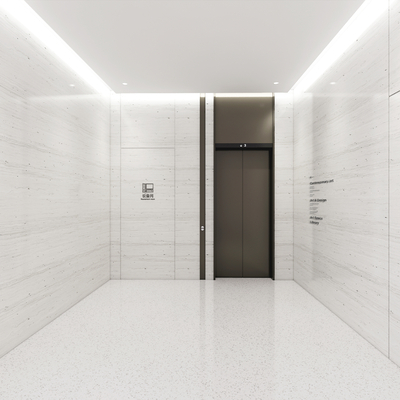 Office building elevator hall corridor