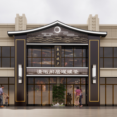 New Chinese-style Tea House Door Facade