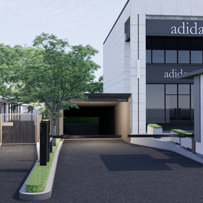 Modern residential area secondary entrance garage