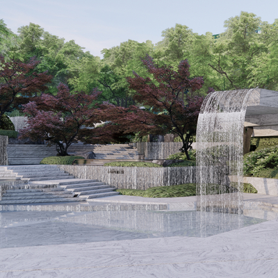 Modern stacked water feature