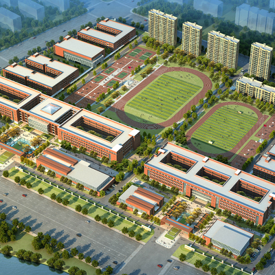 Aerial view of modern campus