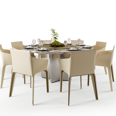 Minotti round dining table and chair