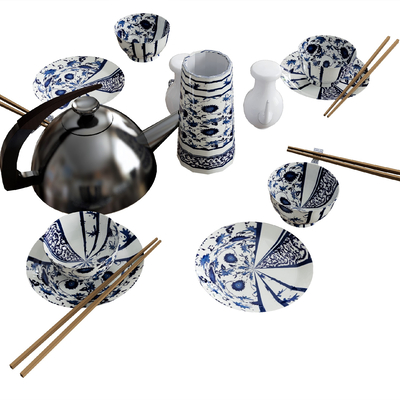 Chinese tableware blue and white porcelain