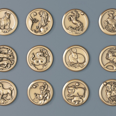 Zodiac carved disc relief