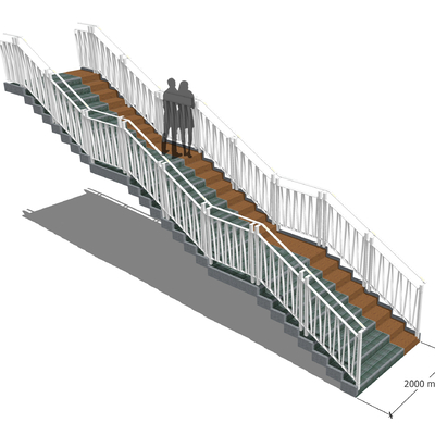 Straight running stairs pedestrian ladder