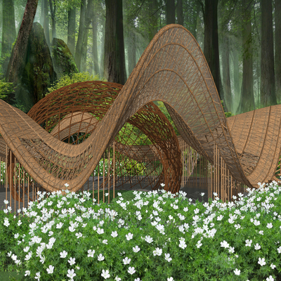 Southeast Asia Curved Bamboo Corridor Rack