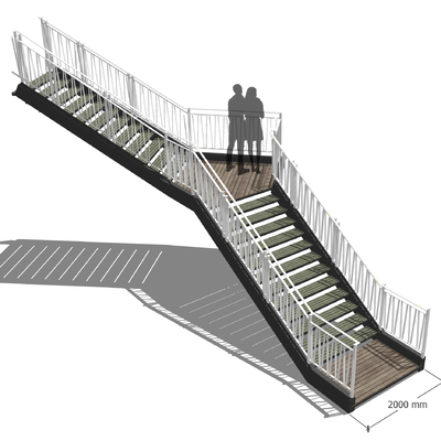 Straight running stairs pedestrian ladder