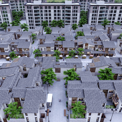 Aerial view of Chinese residential area