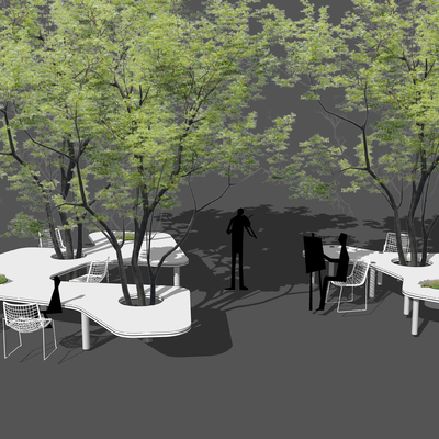 Modern outdoor tree pool communal table and chair